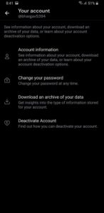 deactivate twitter account option in settings