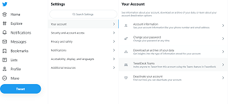 deactivate twitter setting from web view