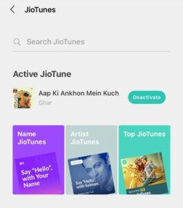 Finding your active JioTune