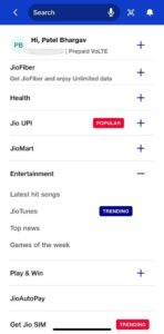 JioTune section in MyJio app